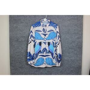 Bianca Paris‎ Women's M Italian Star Sherly Shirt Caribbean Parrot Blue Print